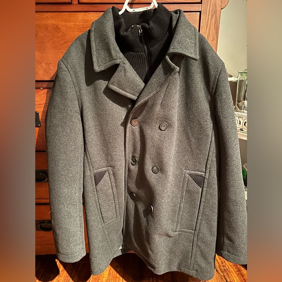 Andrew Marc mens Burnett Melton Wool Pea Coat - Picture 4 of 10